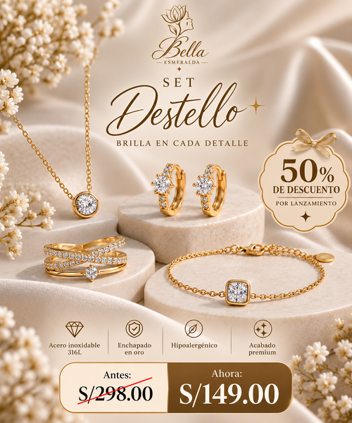 Set Destello Dorado de 4 Piezas | Bella Esmeralda